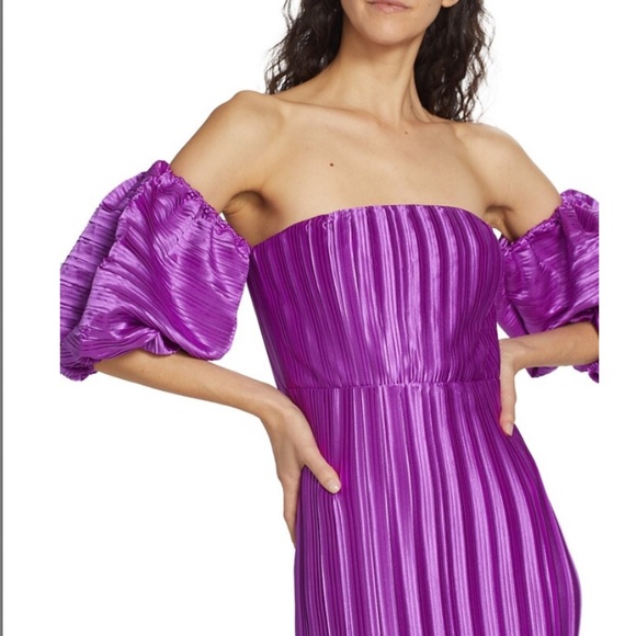 NWT Sirene Pleated Gown Grape - Picture 3 of 5